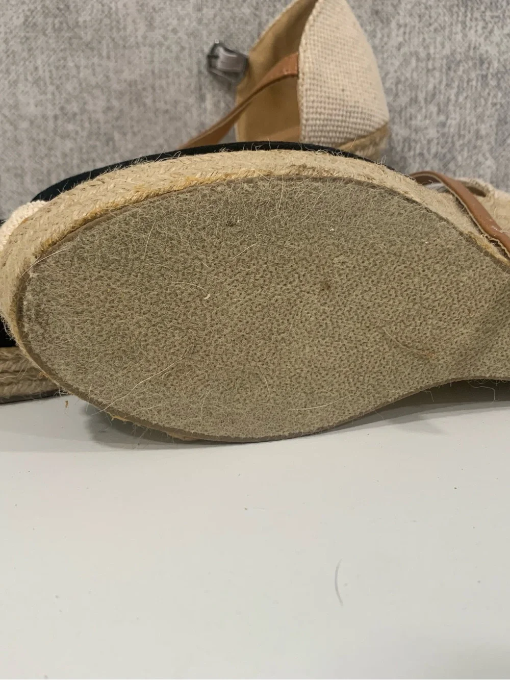 Refresh Black Espadrille Wedges with Tan Ankle Straps